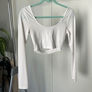 White Long Sleeve Crop Top